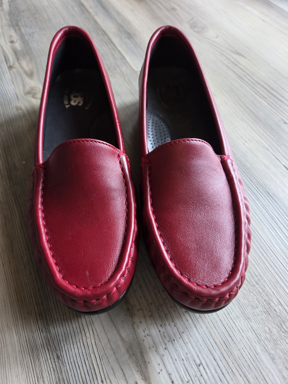 SAS Women’s Red Leather Moccasin Loafers